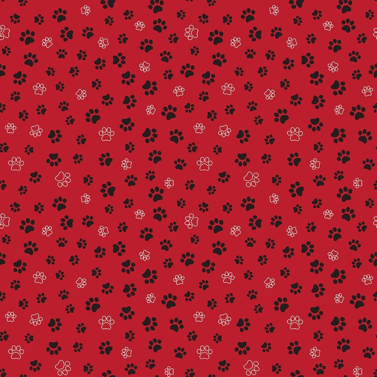 Fabric Timeless Treasures Red Cat Paws Smitten Kitten by the Quarter Yard CAT-CD2574-RED